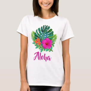 Aloha Oahu Hawaii Tropical Floral T-Shirt