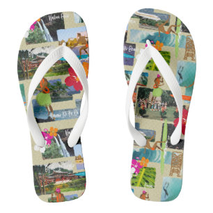 Aloha Paradise Hawaiian Vintage Postcard Flip Flops