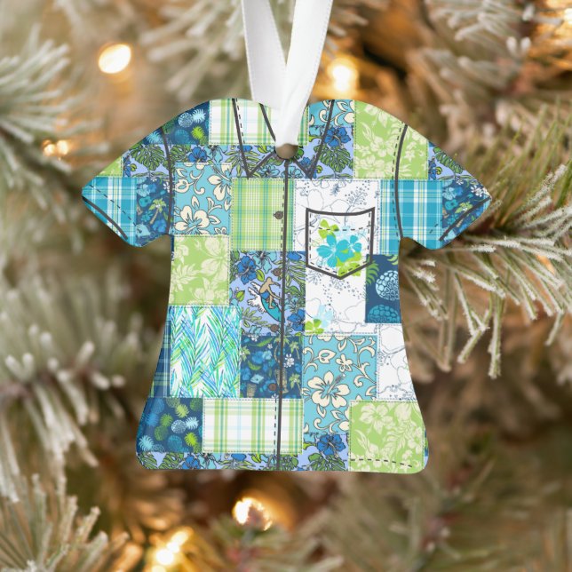 Aloha Patchwork Hawaiian Tropical Aloha Shirt-Turq (Arbre)