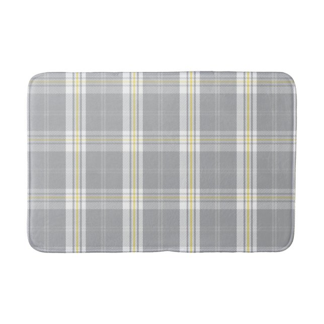 Aloha Patchwork Hawaiian Tropical Plaid - Neutral Bath Mat (Front)