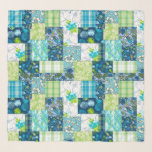 Aloha Patchwork Hawaiian Tropical Prints Blue Scarf<br><div class="desc">Turquoise, teal blue, navy blue, lime green and aqua colorway. This coordinates with our Aloha Patchwork which is a combination of our best selling aloha prints. This design is a perfect way to add a touch of aloha to your home decor.  Palm Whisperer, Malia Hibiscus, Midnight Garden, Surf Pareau, Momona...</div>