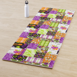 Aloha Patchwork Hawaiian Tropical Prints - Violet Yoga Mat