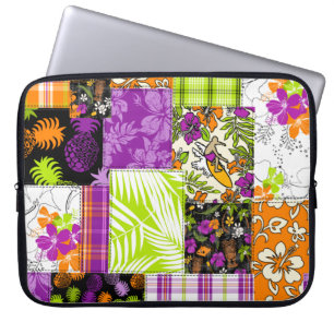Aloha Patchwork Hawaiian Tropical Prints Wetsuit Laptop Sleeve