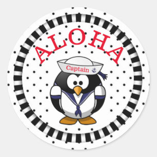 Aloha Penguin Classic Round Sticker