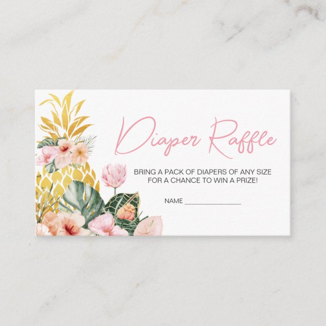 Aloha Pineapple Baby Shower Diaper Raffle Enclosure Card (Front)