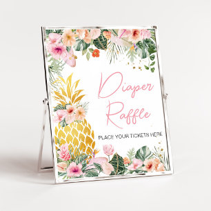 Aloha Pineapple Baby Shower Diaper Raffle Poster