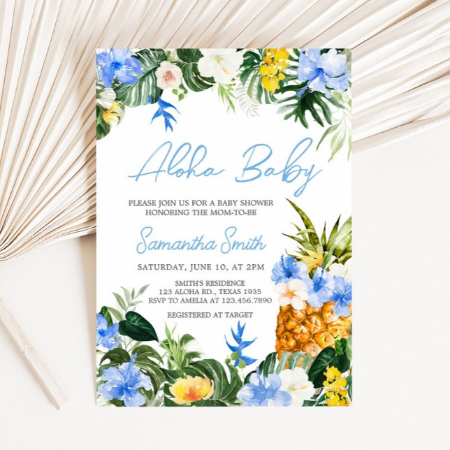 Aloha Pineapple Baby Shower Invitation (Aloha Baby Shower Invitation)