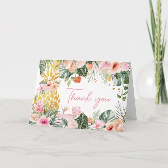Aloha Pineapple Baby Shower  Thank You Card (Front)