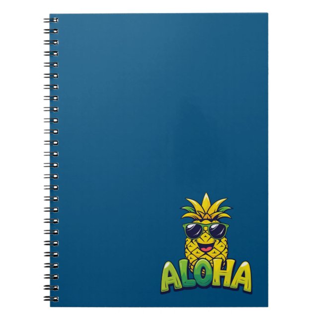 Aloha Pineapple Collection Teal Spiral Notebook (Front)