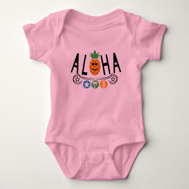 Aloha Pineapple Design - Baby Jersey Bodysuit (Front)