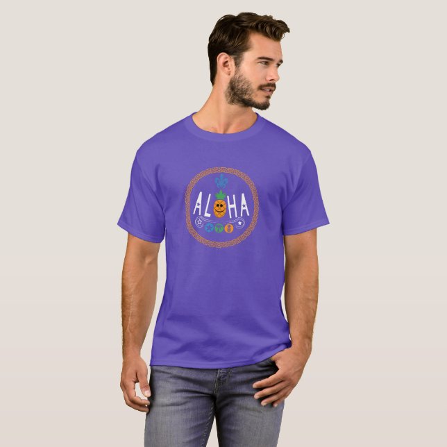 Aloha Pineapple Design - Basic Dark T-Shirt (Front Full)