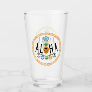 Aloha Pineapple Design - Glass Cup 16oz