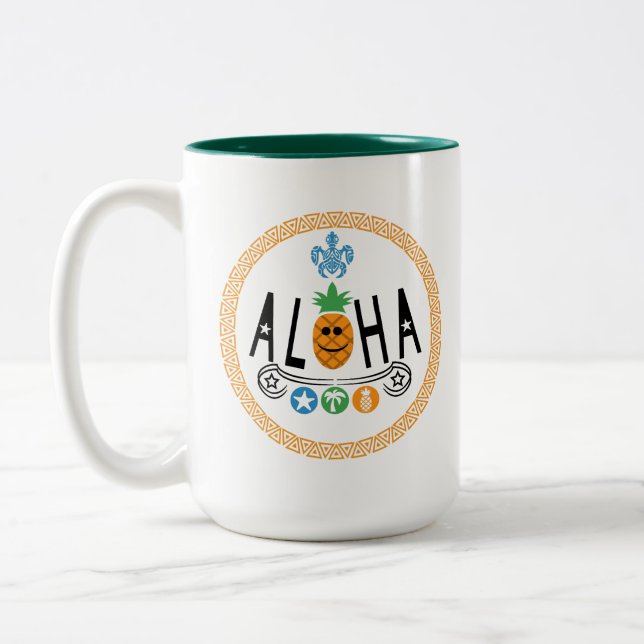Aloha Pineapple Design - Two-Tone Mug (Left)