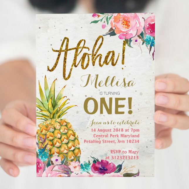 Aloha Pineapple First Birthday Invitation (Creator Uploaded)