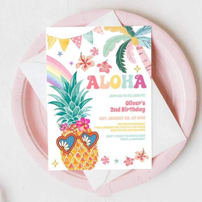 ALOHA Pineapple Luau Summer Birthday Invitation (Créateur téléchargé)