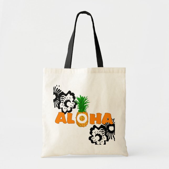 Aloha Pineapple Print Tote - Hawaiian Gift Bag (Front)