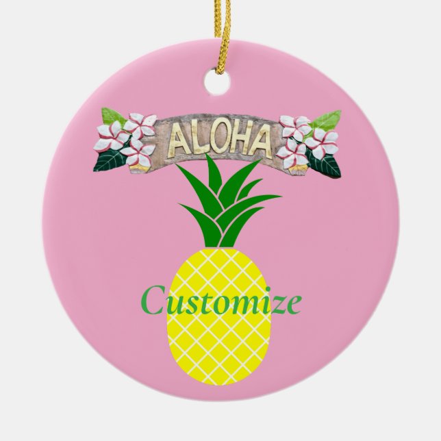 Aloha Pineapple Thunder_Cove Ceramic Ornament (Front)