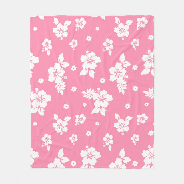 Aloha Pink Classic Hawaiian Seamless Pattern Fleece Blanket (Front)