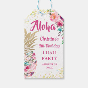 Aloha Pink Gold Pineapple Birthday Favour Gift Tag