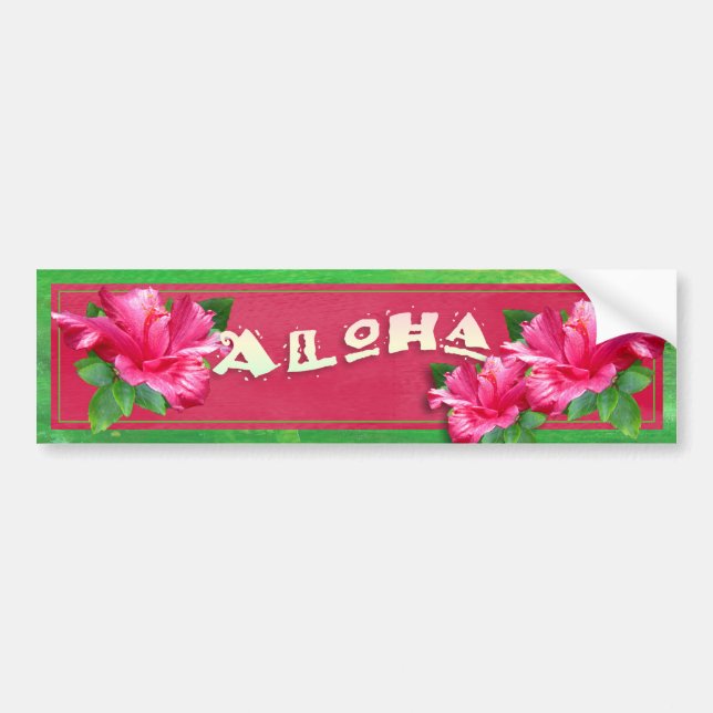 Aloha Pink Hibiscus Decorative Bumper Sticker (Front)