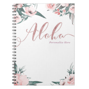 Aloha Pink Tropical Floral Modern Watercolor Notebook
