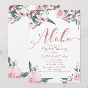 Aloha Pink Tropical Summer Floral Bridal Shower Invitation