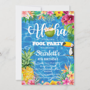 Aloha piscine fête Hawaii anniversaire invitation
