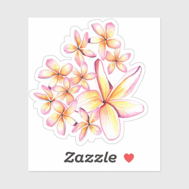 Aloha Plumeria Blossoms Hawaiian Sticker (Sheet)
