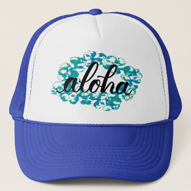 Aloha Plumeria Lei Trucker Hat (Front)