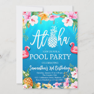 Aloha Pool Party Anniversaire Invitation