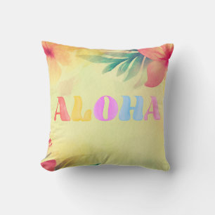 Aloha Pretty Hawaiian Floral Print Throw Pillow