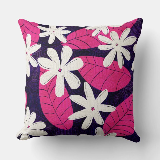Aloha print Tropical throw pillow (Front)