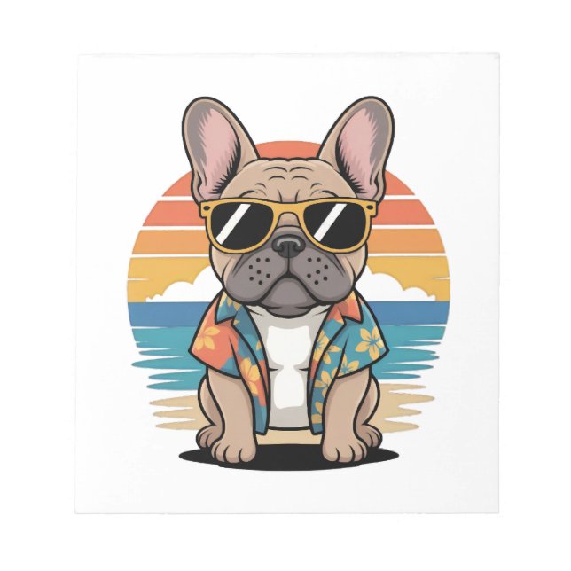 Aloha Pup  Cool French Bulldog Beach Vibes Notepad (Front)
