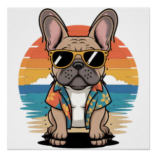 Aloha Pup Cool French Bulldog Beach Vibes Poster