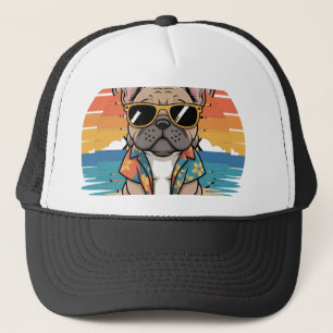 Aloha Pup  Cool French Bulldog Beach Vibes Trucker Hat