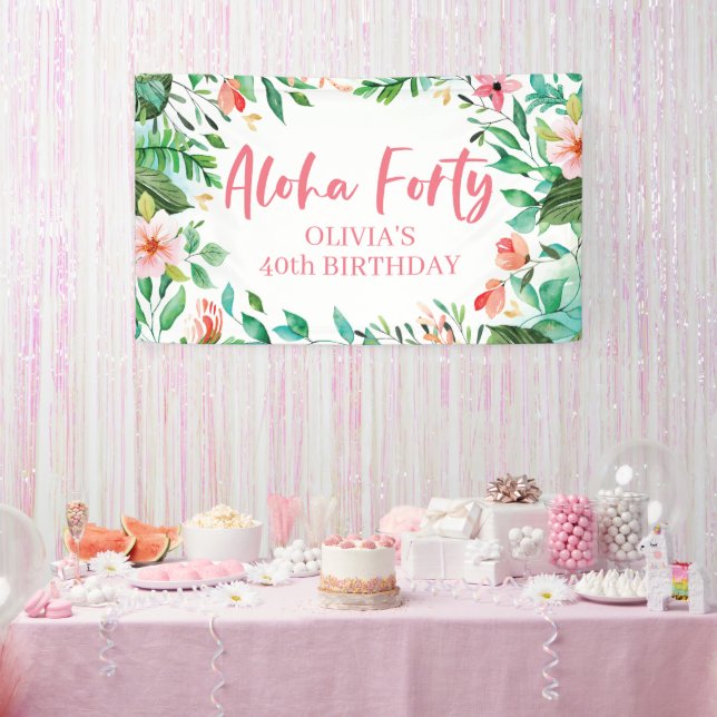 Aloha Quarty Tropical Luau Anniversaire Bannière (Fête)