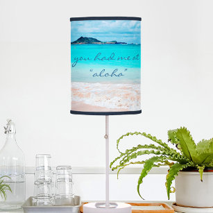 Aloha Quote Hawaii Tropical Beach Turquoise Ocean  Table Lamp