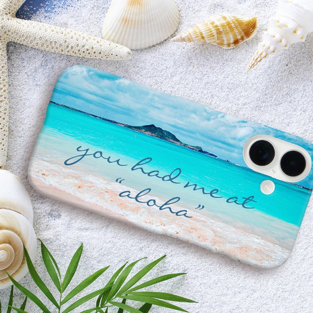 Aloha Quote Hawaii Turquoise Ocean Sandy Beach Case-Mate iPhone Case (Creator Uploaded)