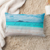 Aloha Quote Turquoise Ocean Sandy Beach Photo Lumbar Pillow (Blanket)