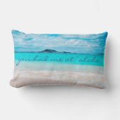 Aloha Quote Turquoise Ocean Sandy Beach Photo Lumbar Pillow (Front)