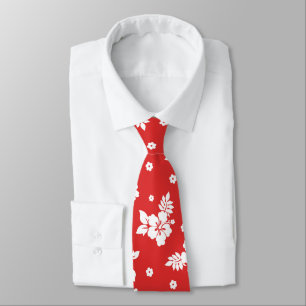 Aloha Red Classic Hawaiian Seamless Pattern Tie