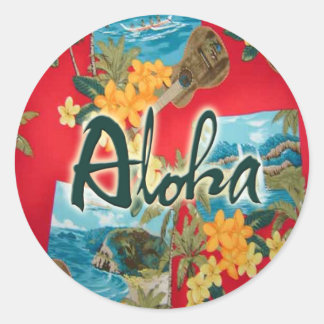 Aloha Red Classic Round Sticker
