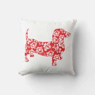 Aloha Red Doxies Throw Pillow