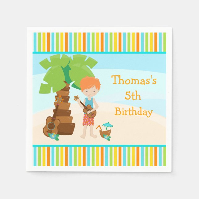 Aloha Red Hair Boy Party Napkin (Front)