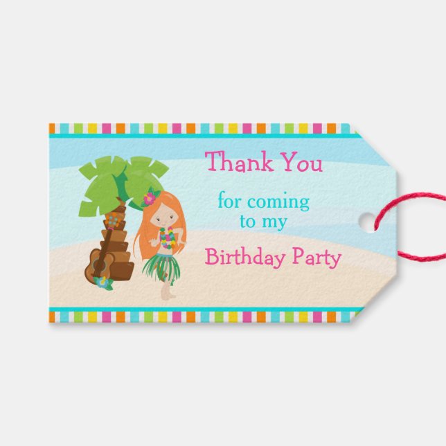 Aloha Red Hair Girl  Gift Tags (Front (Horizontal))