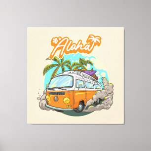 Aloha Retro Surf Van Canvas Print