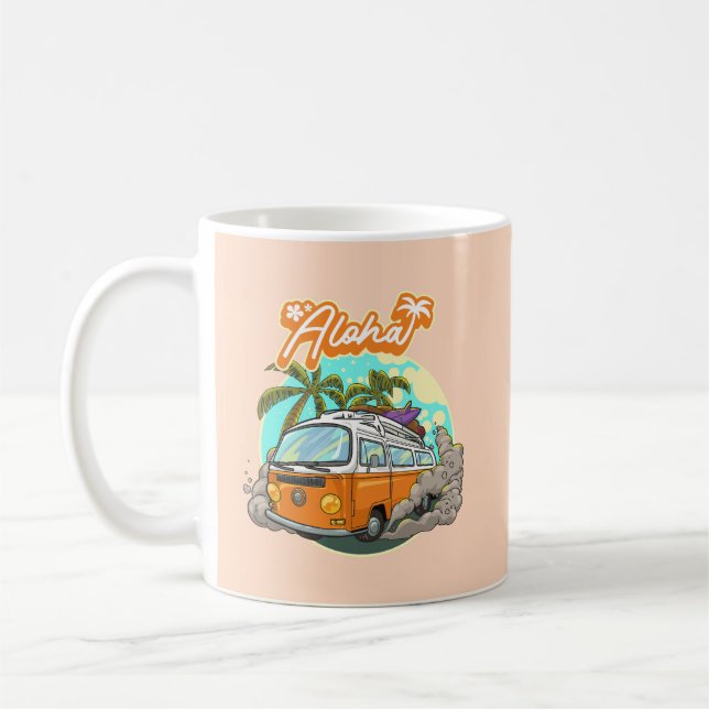 Aloha Retro Surf Van Coffee Mug (Left)