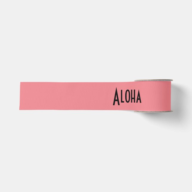 aloha salmon print word grosgrain ribbon (Front)