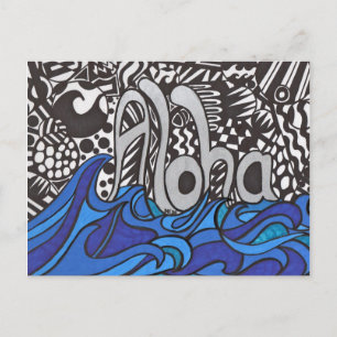 Aloha saying with waves on Postcard