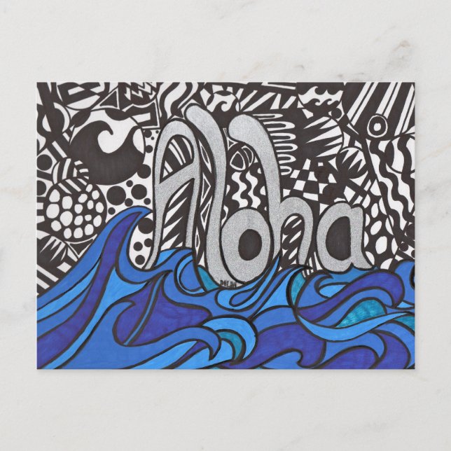 Aloha saying with waves on  Postcard (Front)